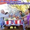 4 Pcs 4th of July Parade Float Decorations, American Flag Float Fringes and Patriotic Tinsel Garlands, Red White Blue Garland for Independence Day Memorial Day Decoration (American Flag)